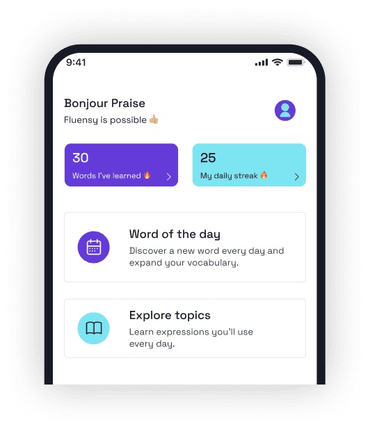 Fluensy French app on mobile — learn French on the go